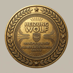 Goldenes Qualitätssymbol von Heizung Wolf für sauber dokumentierten Service
